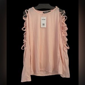 YOINS Soft Baby Pink Long Sleeve Shift Cutout Shirt size Medium